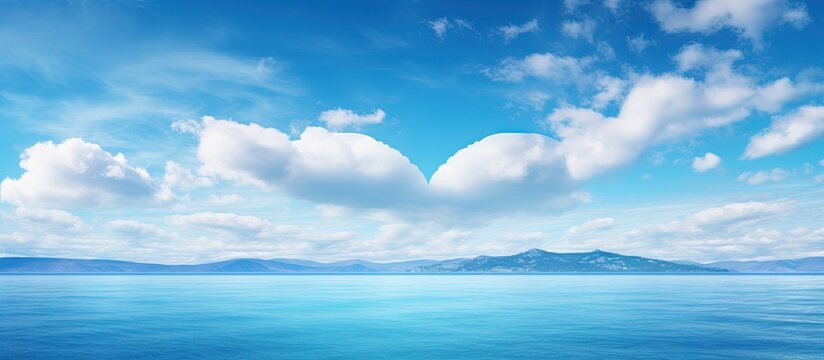 Iceland with heart shaped cloud in a stunning sky and ocean copy space image