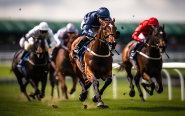 horse race with jockey on the field