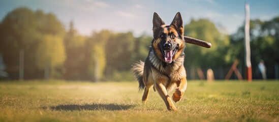 German shepherd s obedience competition training copy space image - obrazy, fototapety, plakaty