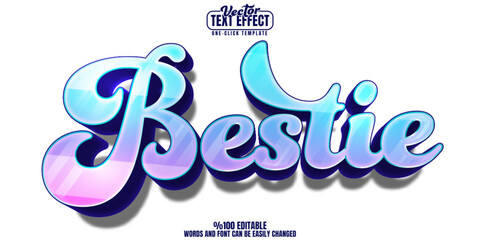 Bestie editable text effect, customizable friend and friendship 3D font style