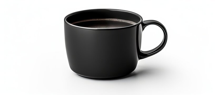 Isolated black coffee cup with clipping path small espresso cup with copy space dark mug mockup on white background side view copy space image