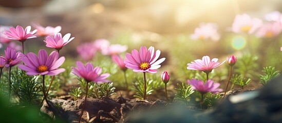 Graceful blossoms in the garden reveal nature s beauty copy space image