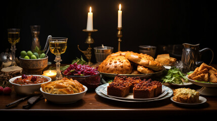 A delicious and festive hanukkah table