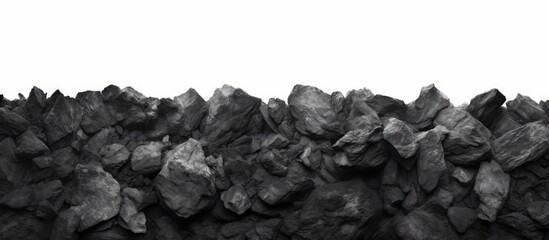 High resolution isolated charcoal or coal carbon texture on white background copy space image
