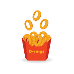 onion rings in package, vector illustration