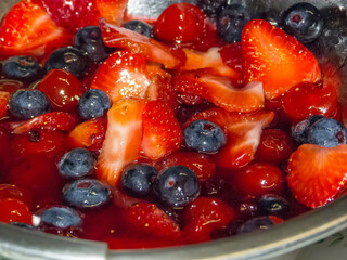 Treat of strawberries and blackberries