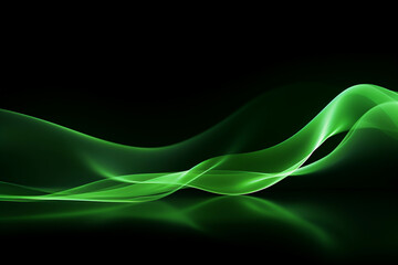 curved green neon light wave.