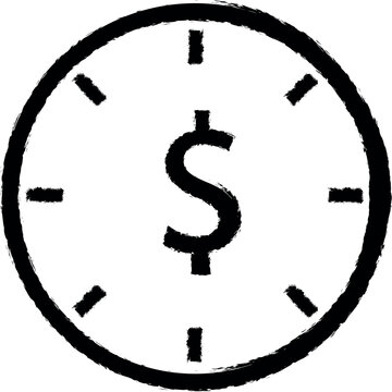 time is money vector icon in grunge style