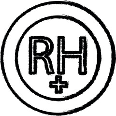 RH, blood donation vector icon in grunge style