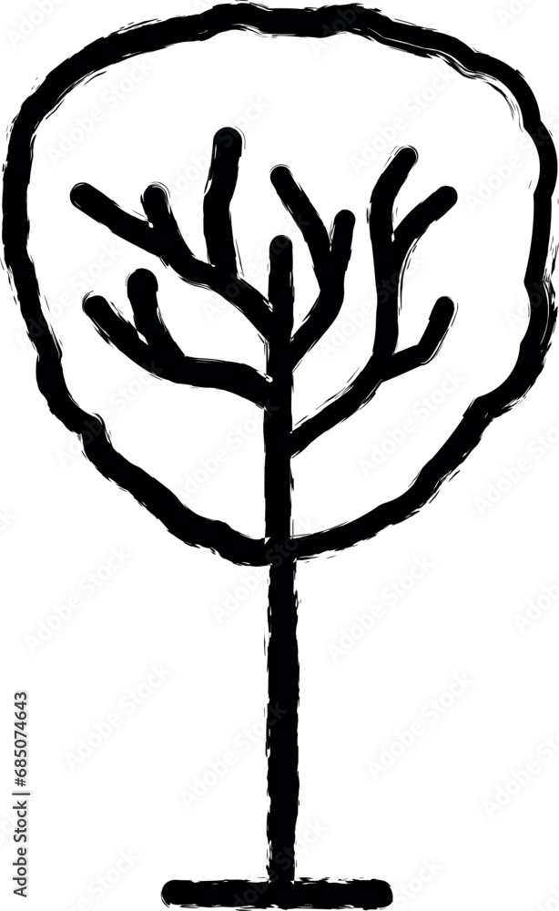 Poster tree outline vector icon in grunge style