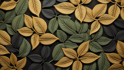 Image for wallpaper drawn with brown, dark green and beige petals
