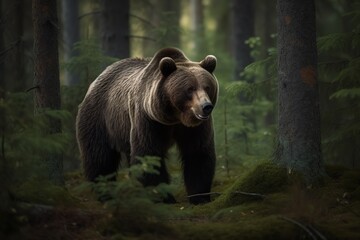Solitary Majesty: Captivating Portrait of a Wild Grizzly Bear in its Natural Habitat, WildlifePhotography, GrizzlyBear, NaturePortrait, BrownBear, Wilderness, 