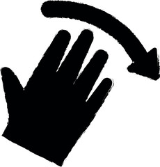 Hand, fingers, gesture, swipe, right vector icon in grunge style