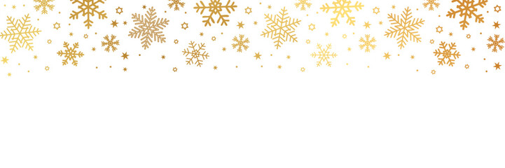 golden banner christmas card with snowflake border vector illustration