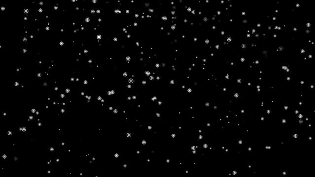 Falling snowflakes effect for overlay black background and green screen