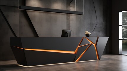 A minimalist office reception desk photo realistic illustration - Generative AI.