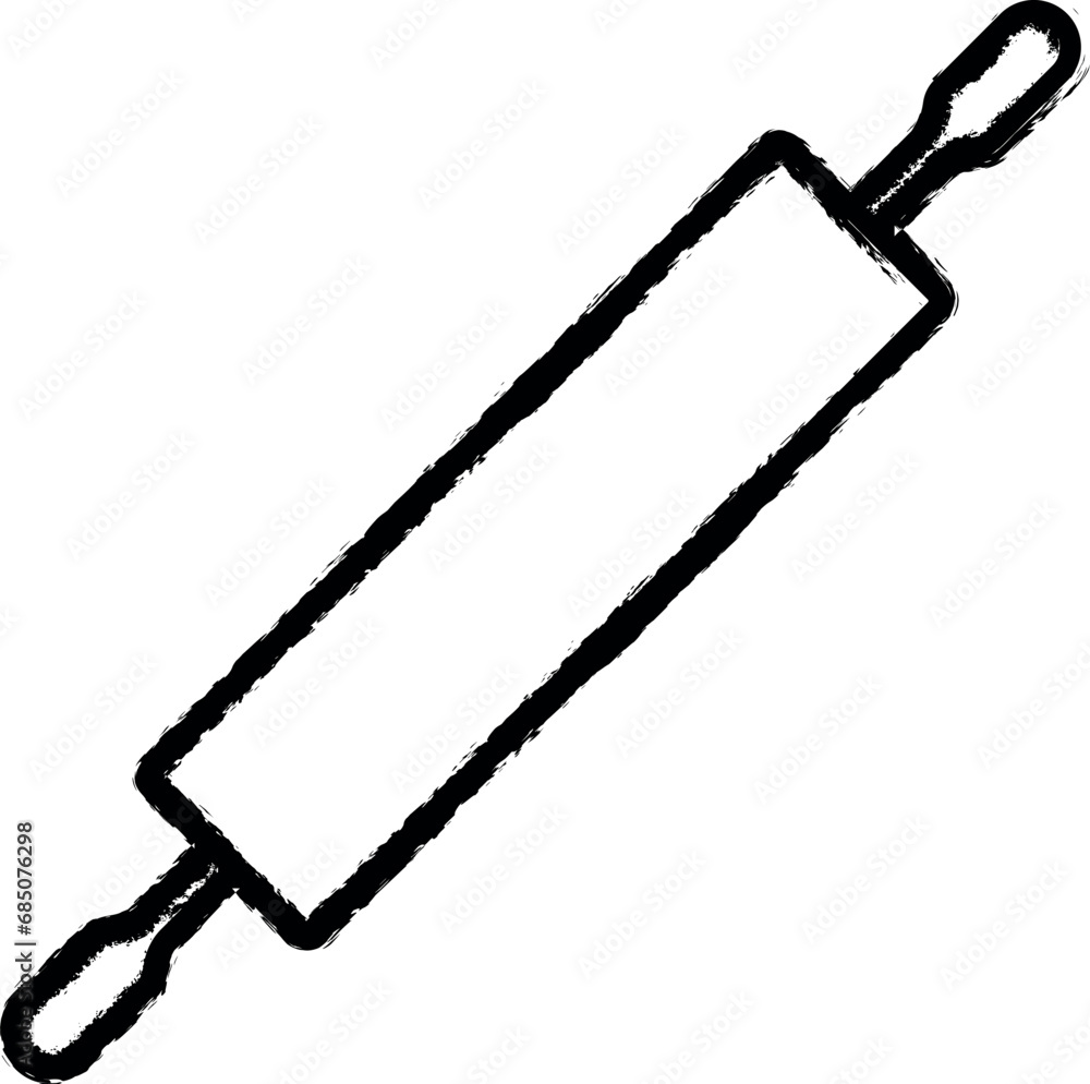 Poster rolling pin simple line vector icon in grunge style