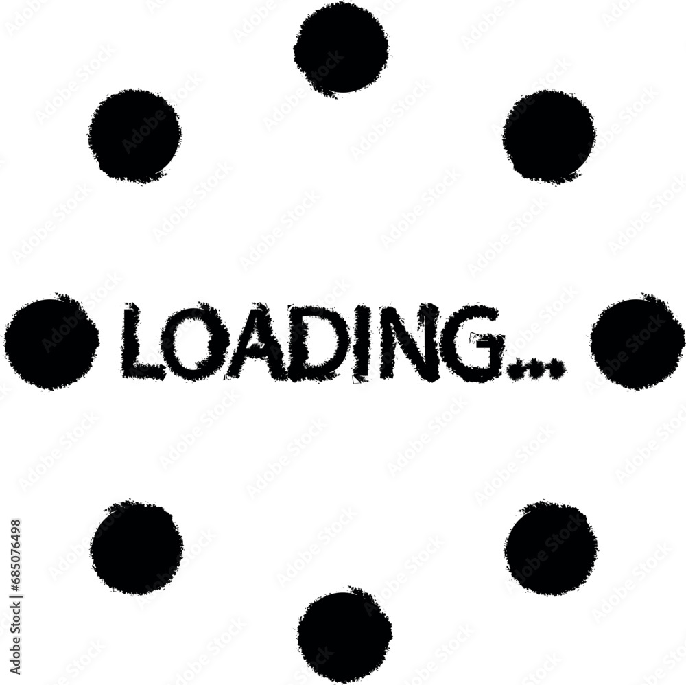 Poster loading points in round vector icon in grunge style