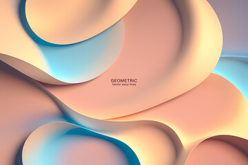 Orange Blue Wave Background, Abstract geometric background with liquid shapes. Vector illustration.