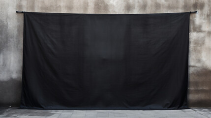 Black vinyl banner on cement wall background