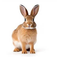 Beautiful full body view domestic rabbit on white background, isolated, professional animal photo