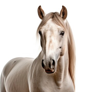 Beautiful horse on white background, isolated, professional animal photo