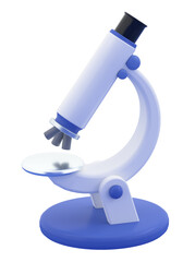 Medical monocular microscope with three objective image for the study of new knowledge. The concept of health and medicine, medical care and wellness. 3d render illustration