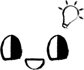 Smile, idea face vector icon in grunge style