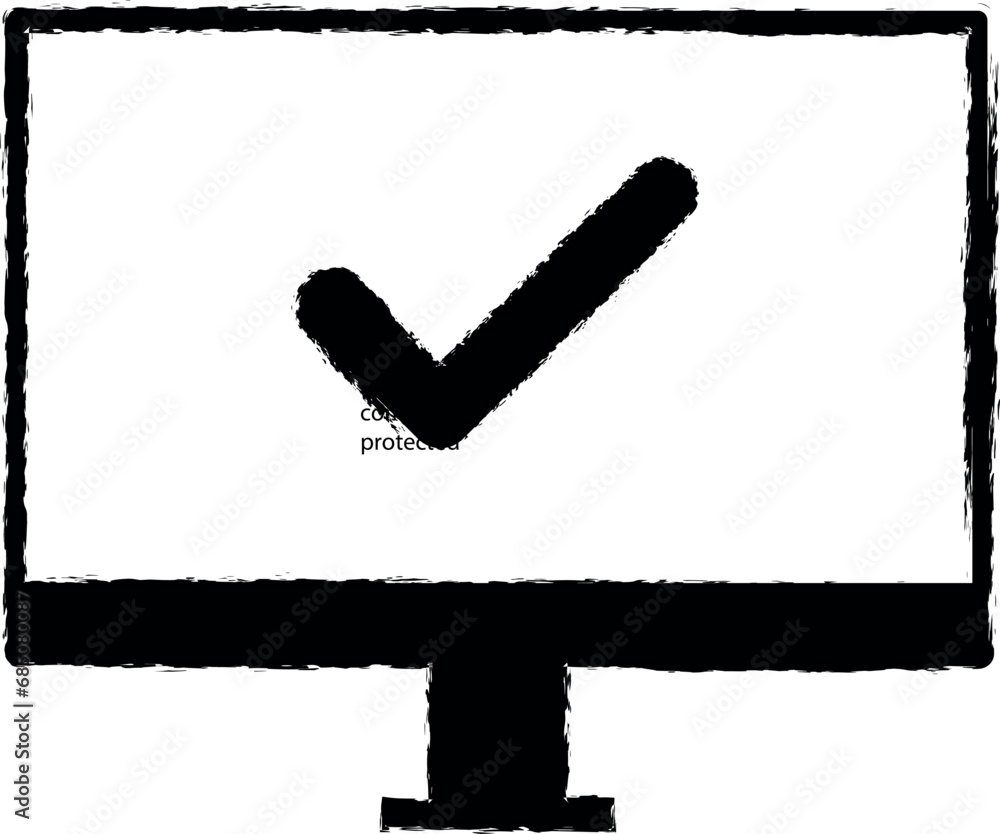 Poster secure computer vector icon in grunge style