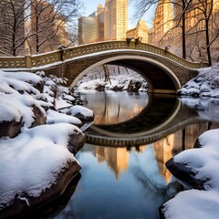 Gapstow Bridge, Central Park, New York City in Winter