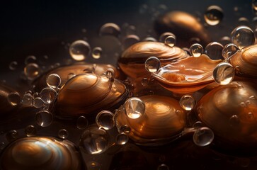 Pearls mussel shells. Marine oysters with luxury shiny jewelry pearl. Generate ai - obrazy, fototapety, plakaty