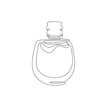 recommend clip art: Bottle of perfume. Perfumery.  Case of eau de toilette water. One continuous line drawing. Linear. Hand drawn, white background. One line.