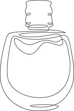 recommend clip art: Bottle of perfume. Perfumery.  Case of eau de toilette water. One continuous line drawing. Linear. Hand drawn, white background. One line.