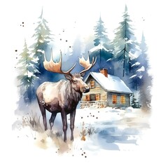 Snowy Forest Illustration Christmas