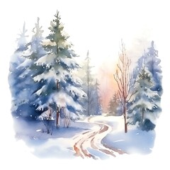 Snowy Forest Illustration Christmas