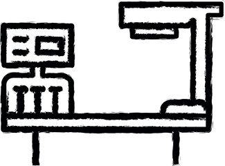 Plastic surgery bed vector icon in grunge style