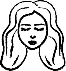 Beautiful hair, woman vector icon in grunge style