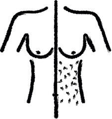 Woman body, laser epilation vector icon in grunge style