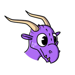 Violet cute cartoon dragon illustration. Isolated on white. Vector.