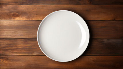 White craft plate at dark wooden table