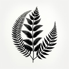 Ai Generated Art fern leaf isolated on black