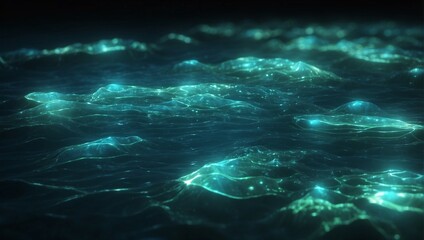 Obraz premium nighttime magic: a glowing blue sea 