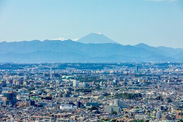 東京都庁南展望室からの眺め（富士山方面）