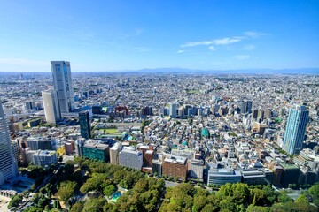 東京都庁南展望室からの眺め（富士山方面）