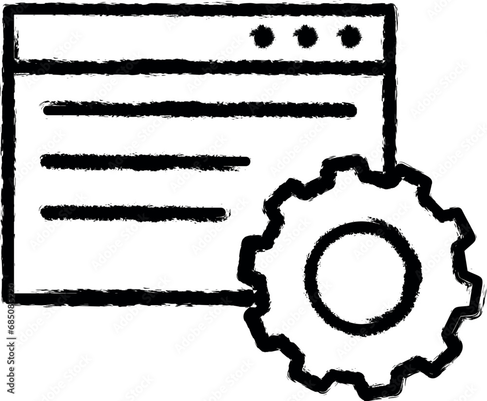 Poster browser setup vector icon in grunge style