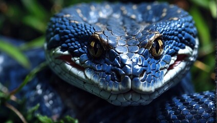 Obraz premium Close-up View of Reptilian Snake Head in Wildlife 