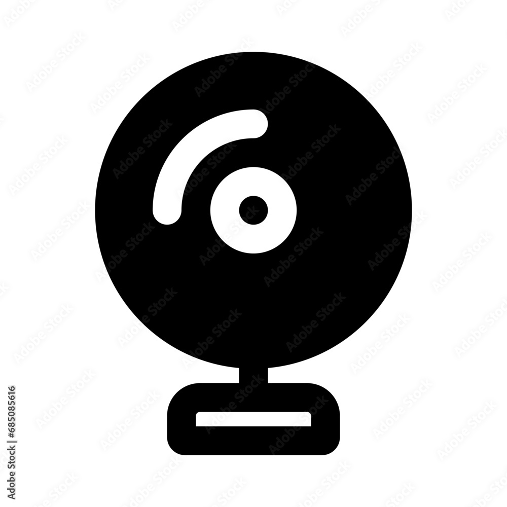 Poster webcam icon vector. flat black symbol. pictogram is isolated on a white background. designed for web