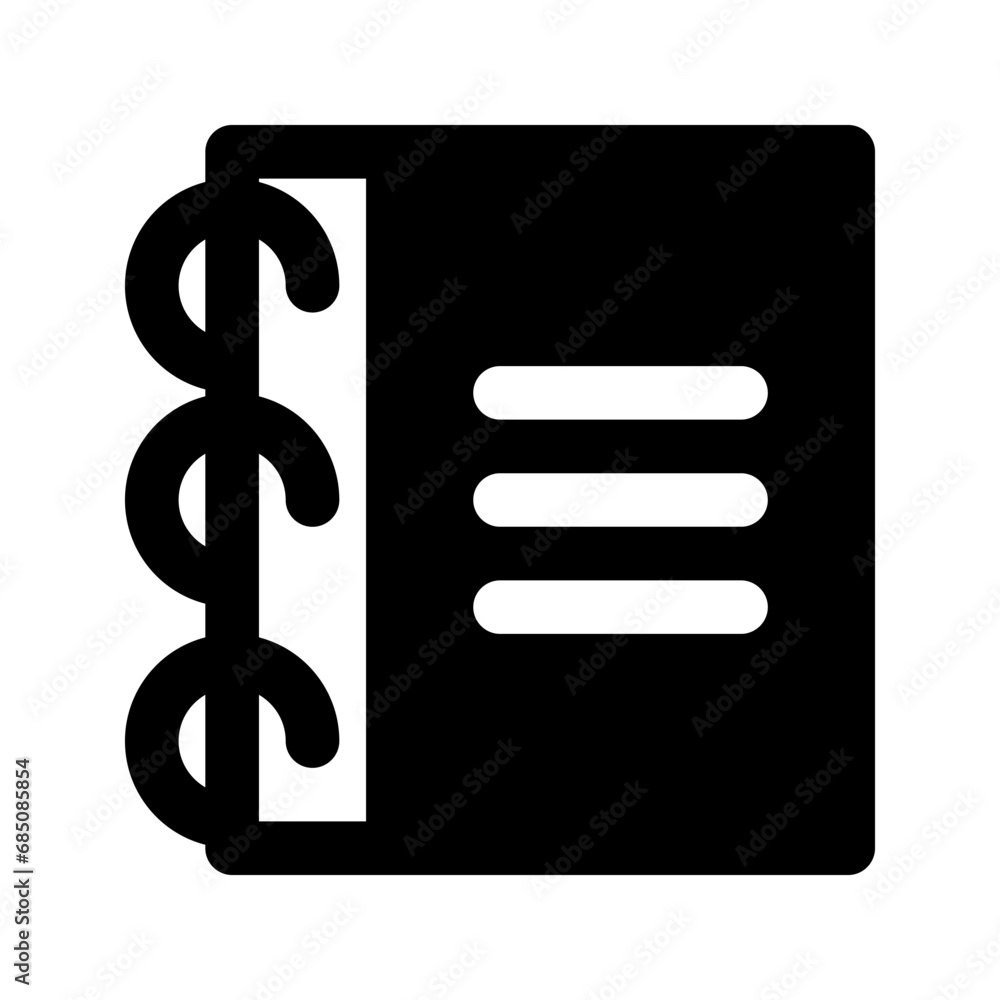 Poster paper binder icon vector. flat black symbol. pictogram is isolated on a white background. designed f