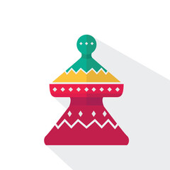 Ethiopian mesob icon. Flat icon with long shadow. Vector illustration