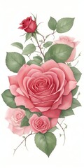 Stunning rose heart with delicate petals. AI generated illustration